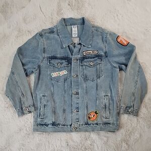 Vintage Style Denim Jacket with Patches